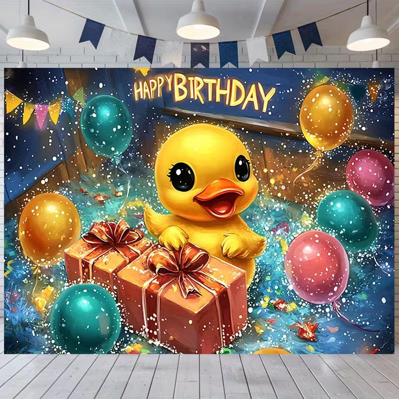 

2D Happy Birthday Duck Tapestry Balloon Gift Party Background Cloth 47.2x31.5inch/120*80cm