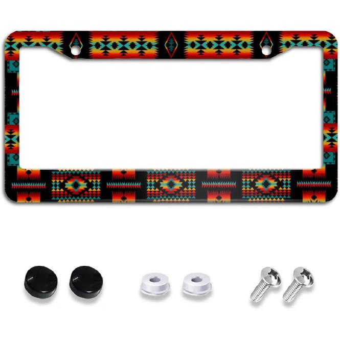 Hawaiian Blue Flowers License Plate Holder Frame Cover Beautiful Floral Car Accessories Stainless Aluminum Steel Auto Parts Car Tag Frame Decorative
