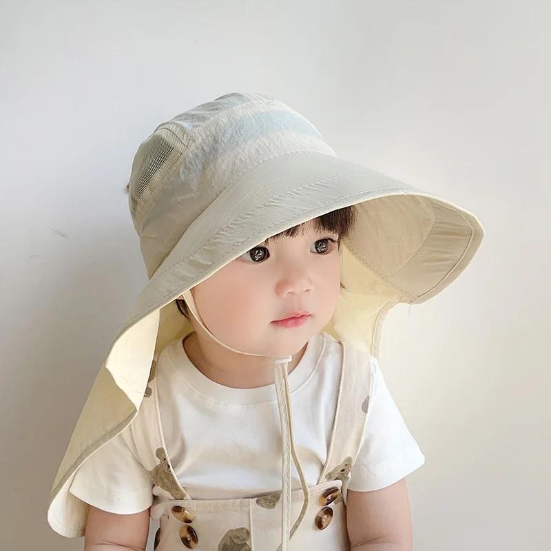 NewThin Sunshade Baby Hat Korean Fashion Candy Color Kids Fishmen Hat Breathable Big Rim Travel Hat Clothes Accessories