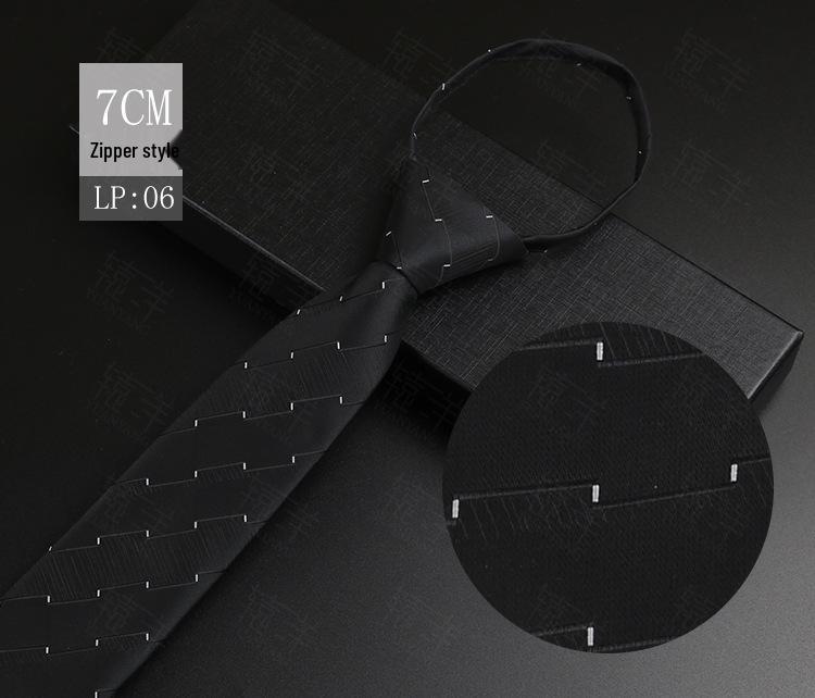 Men s Blue-Gray Zipper Tie: 7cm No-Knot for Professional or Formal Wear