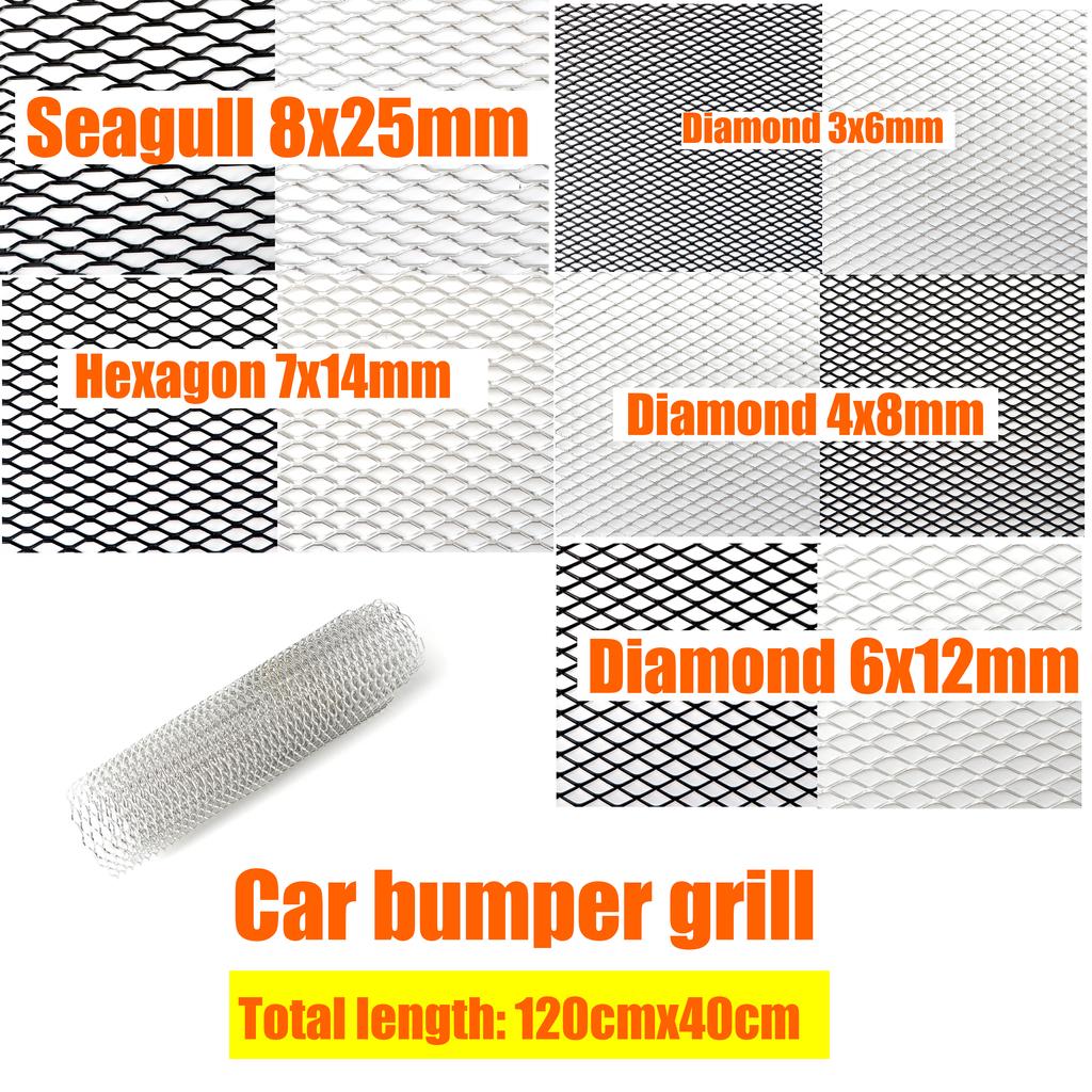 120cm X 40cm Aluminium Racing Car Truck Bumper Grille Grill Mesh Net Vent Black Silver Tuning Universal