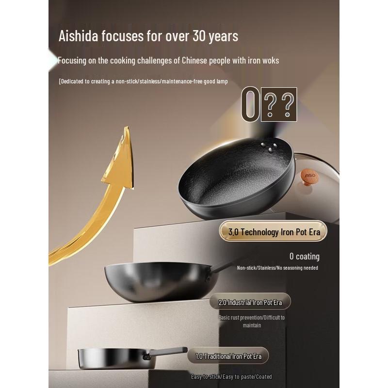 ASD 28cm Titanium Iron Deep Frying Wok