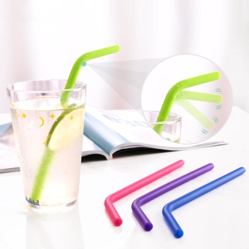 6Pcs Reusable Silicone Straws Set With Cleaning Brushes, For Water, Milk, Juices, Smoothies,Straight/Bent Straws