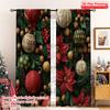 Set Of 2 Flat Printing Fashionable Christmas Curtains Decorations Pine Branch Elements Durable Polyester Fiber Birthday Curtain