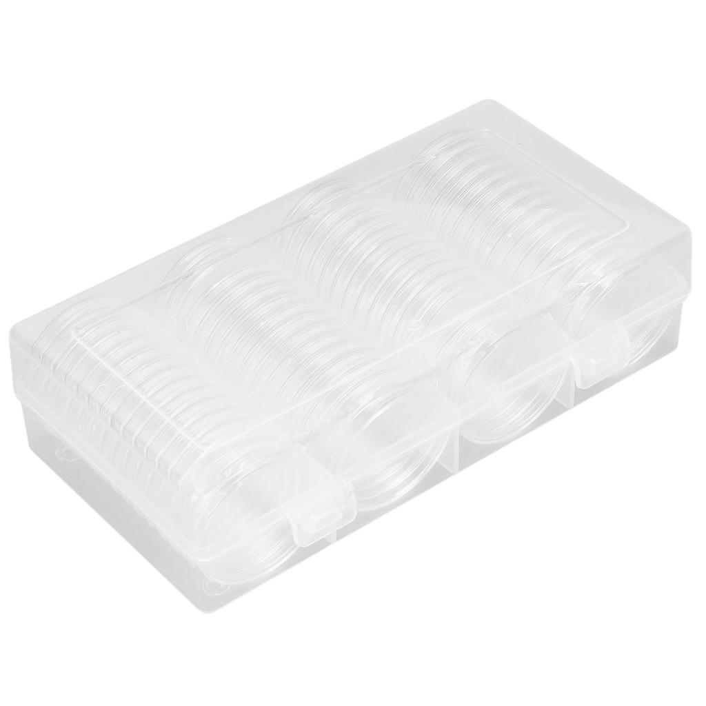 Clear Coin Storage Box 60 Pieces 41mm Coin Capsules Coin Collection Container Box for Coin Collector