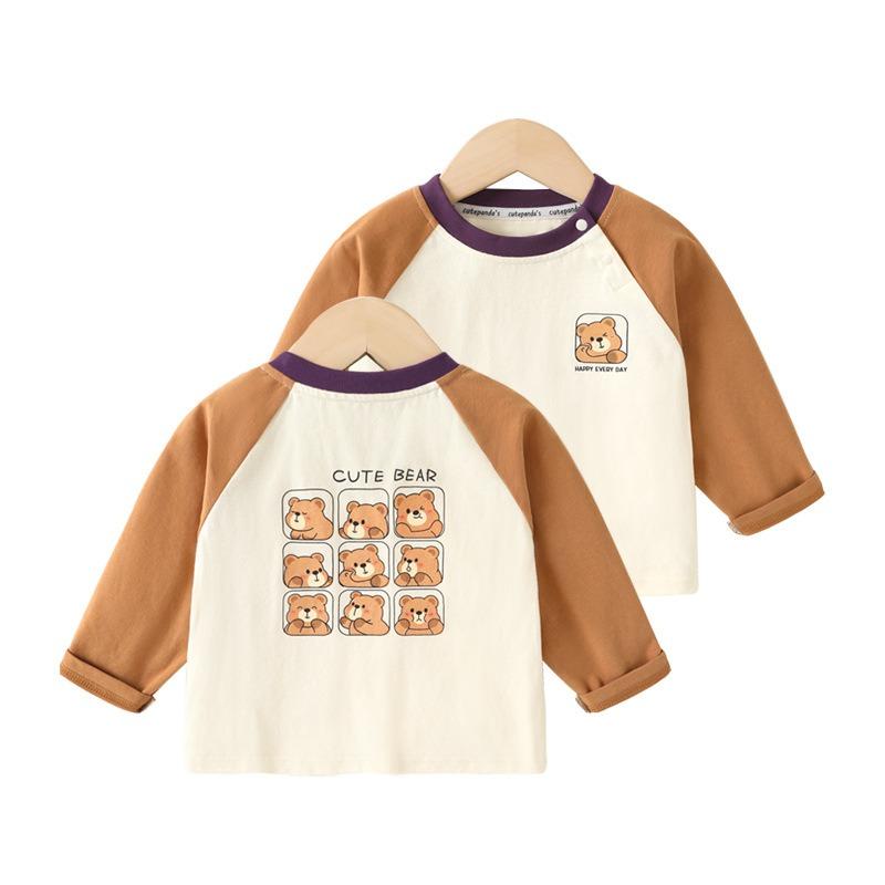 Frühling und Herbst Kinder Baumwolle Langarm T-Shirt Oberteil Basis-T-Shirt