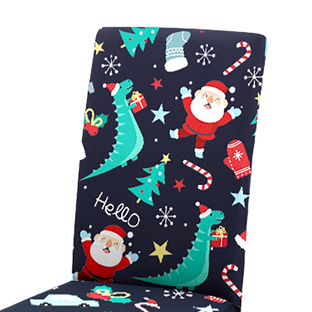 Xmas Chair Cover Washable Cartoon Xmas Chair Protector for Kitchen Home Holiday Decoration