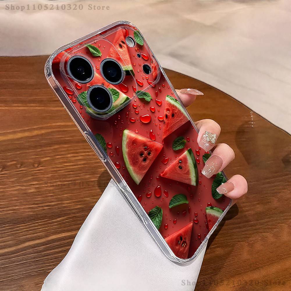 Fruit Watermelon  Phone Case For iPhone 17,16,15,14,13,12,11 Pro,Max,Plus,X,XS,XR,SE4,E Mini Transparent Soft Cover
