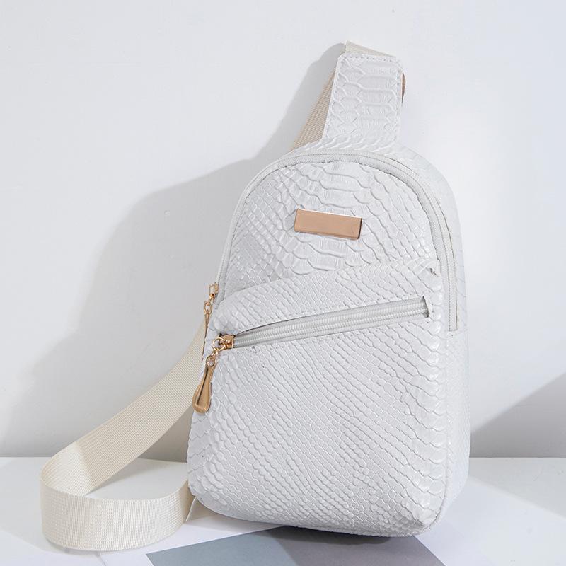 

Snake pattern breast bag fashionable new satchel large capacity mobile phone bag women messenger small satchel белый