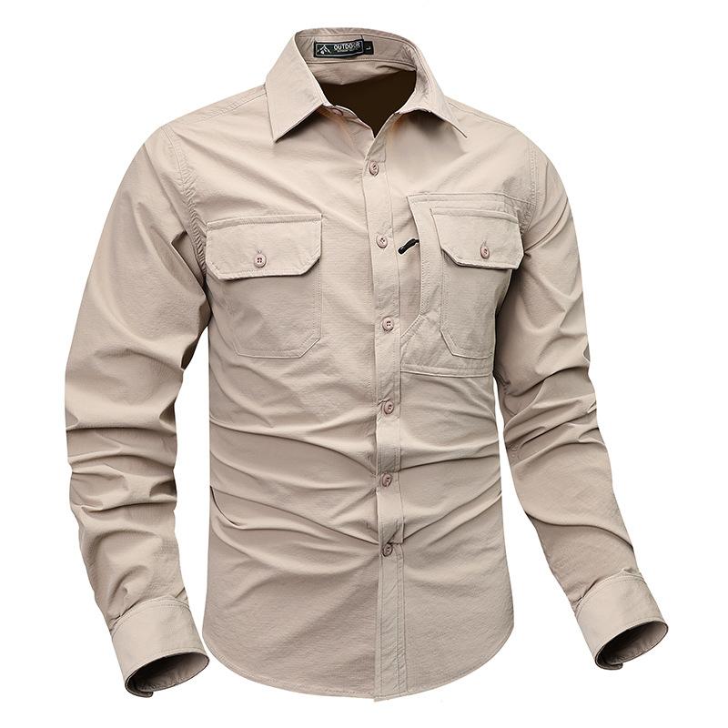 

Three Large Pockets On The Chest, New Quick-drying Long-sleeved Shirt, Outdoor Casual Shirt 4XL