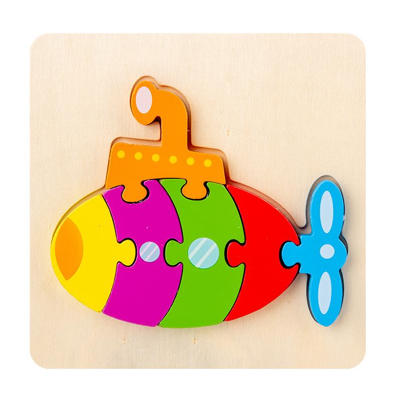 Can Be Used As Children'S Wooden 3D Cartoon Animal Traffic Three-Dimensional Puzzle Baby Montessori Educational Early Education Toy