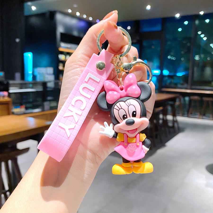Mickey Minnie PVC Keychain Doll Action Figural Couple Car Key Chain Pendant Hanging Ornaments Wedding Gifts
