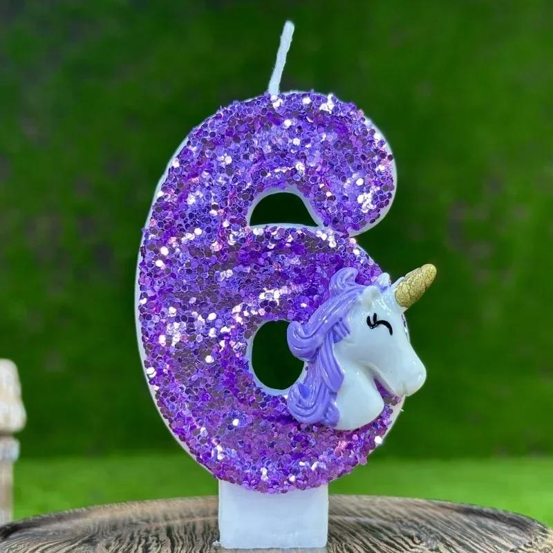 Unicorn Candle 0-9 Creative Number Birthday Candle Cake Party Decoration One Year DIY Cake Decoration Anniversary Celebration