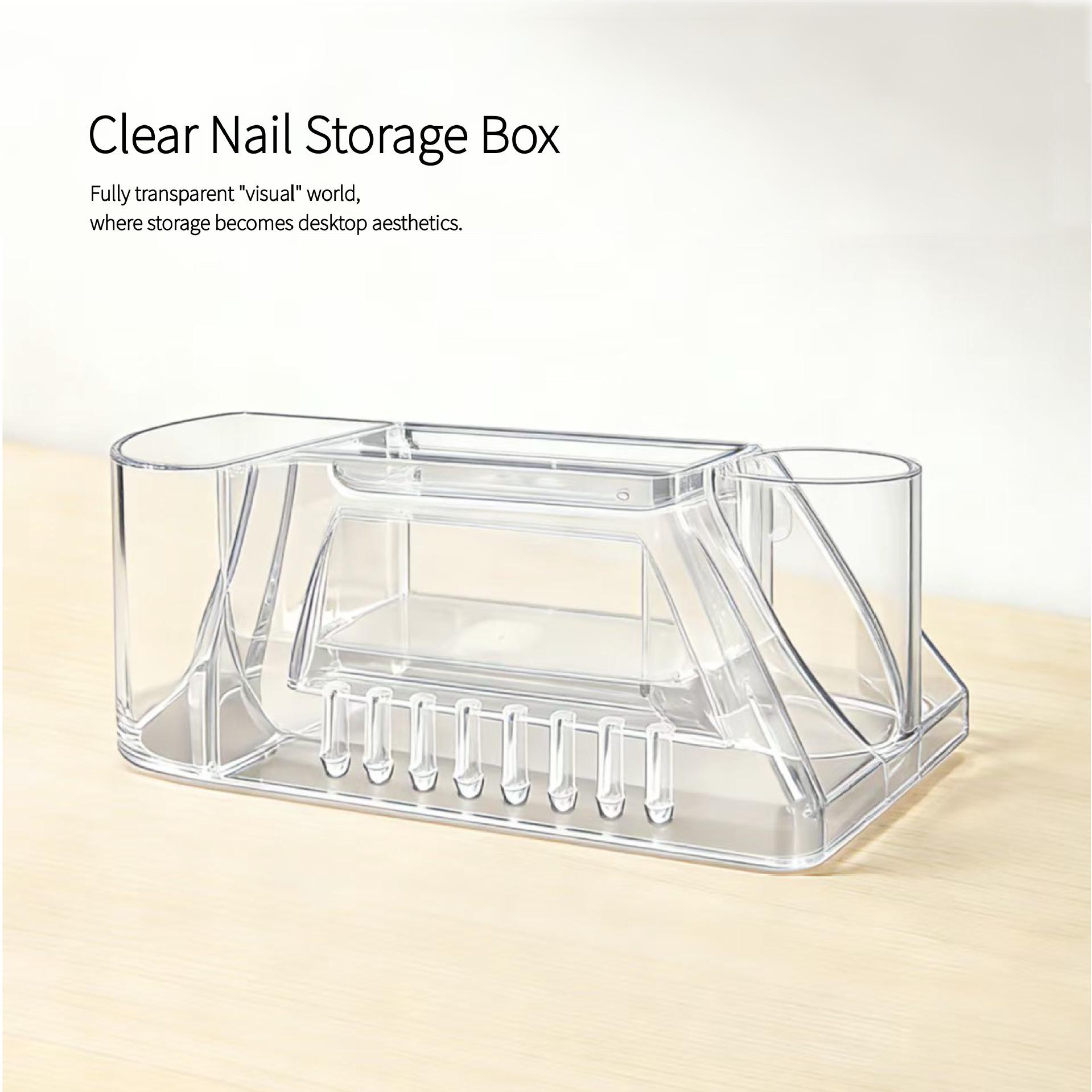 Transparent Multi-functional Nail Art Tool Storage Box and Grinding Machine Base прозрачный