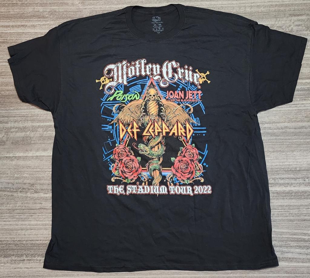 Official Motley Crue Def Leppard Poison Joan Jett 2022 Tour T-Shirt L Large NEW Unisex T-Shirt
