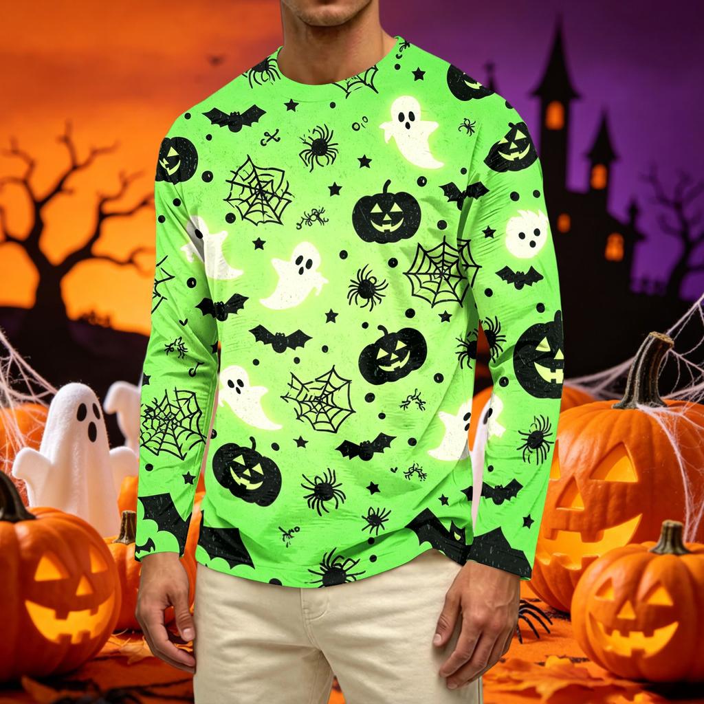 Men's Casual Long Sleeve T-Shirt Crew Neck Printed Graphic Top Comfortable Fit Soft Fabric Durable Stitching Suitable for Everyday Wear