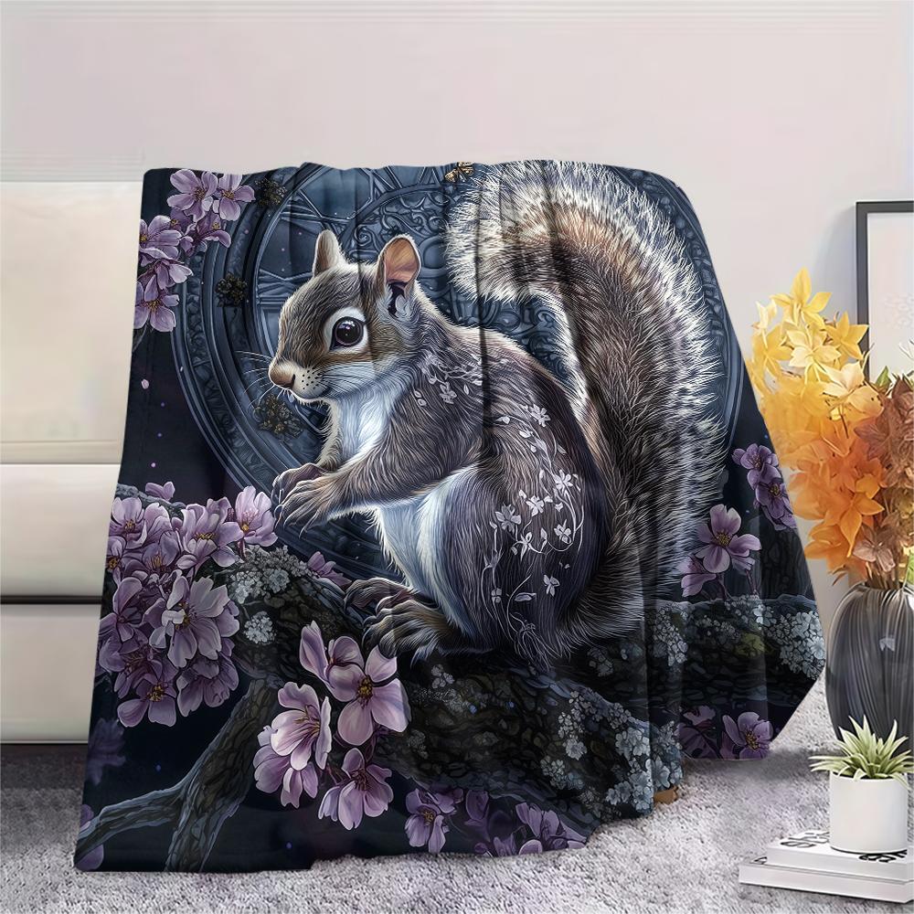 Ardilla, Manta de Franela con Patrón, Alta calidad Cómoda para Todas las Estaciones, Decoración del Hogar, Calidez y Comodidad, Perfecta para Regalos.