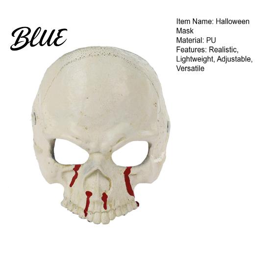 Creepy Horror Mask for Parties Halloween Skeleton Mask Scary with Side Clip Lightweight Durable PU Foam Skull Haunted House Cosplay Masquerade