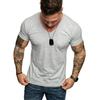 Lässiges Herren einfarbiges Kurzarm V-Ausschnitt Slim Fit Fitness T-Shirt Bluse Top