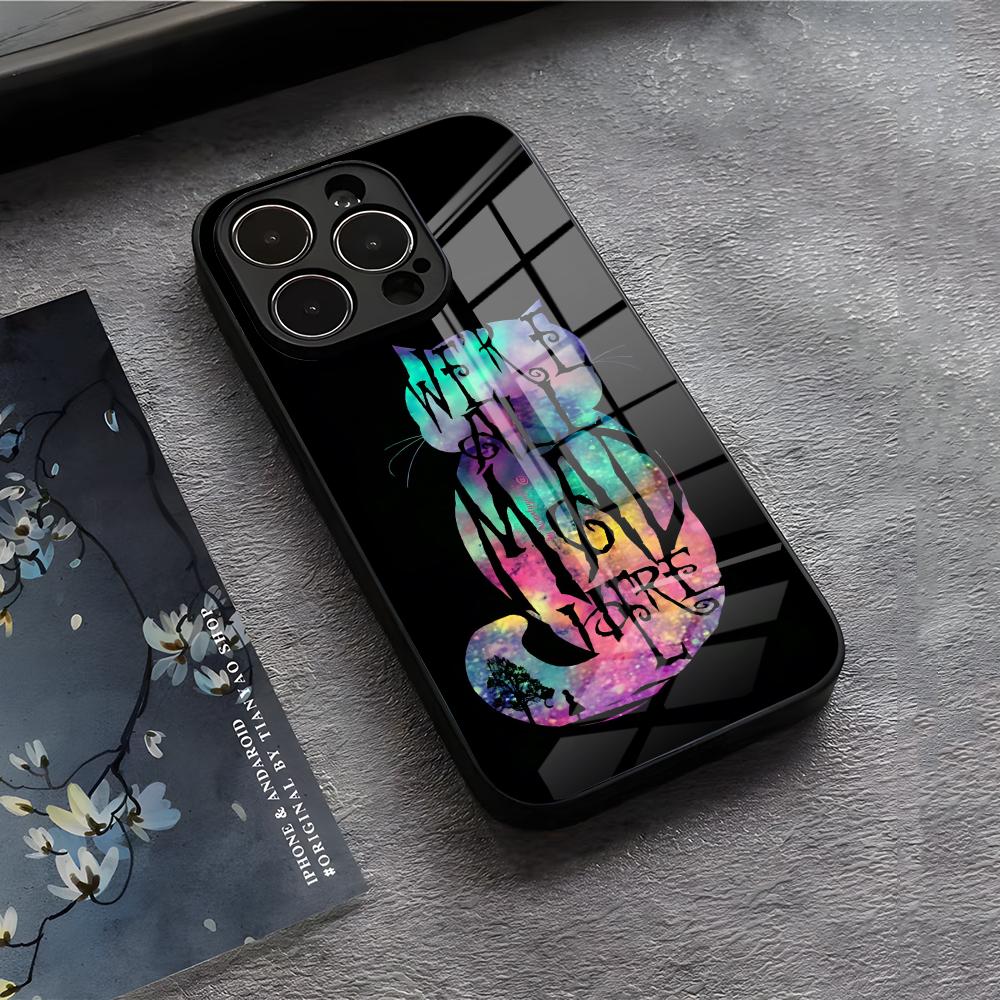 

C-Cheshire Cat Cool Phone Case For IPhone 17 Air 16 E Pro Max 15 14 13 Mini 12 Pro 11 Max Plus Black Glass Cover iPhone 14