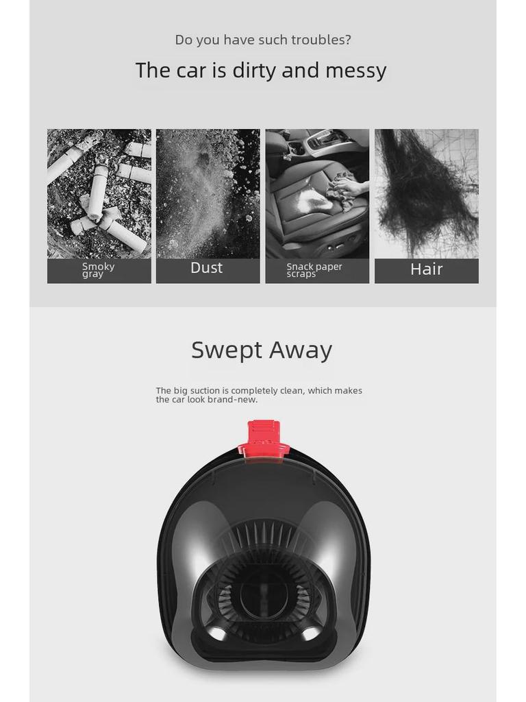 Portable Dual-Use Car and Home Cordless Vacuum Cleaner with Light