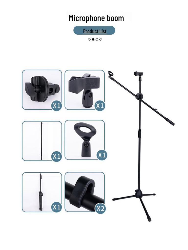 Adjustable Portable Microphone Tripod Stand for Live Streaming, Recording, Outdoor, or KTV