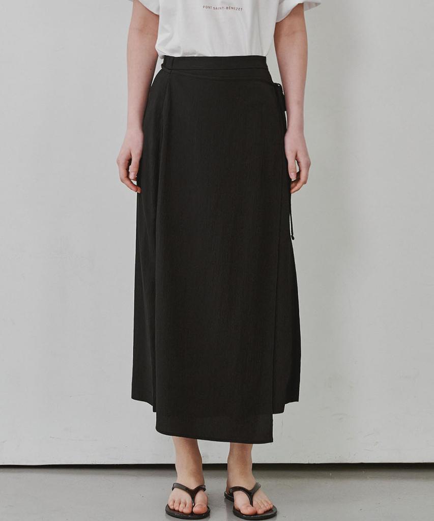 MALOUPE 3115 Crinkle Wrap Skirt (Black)