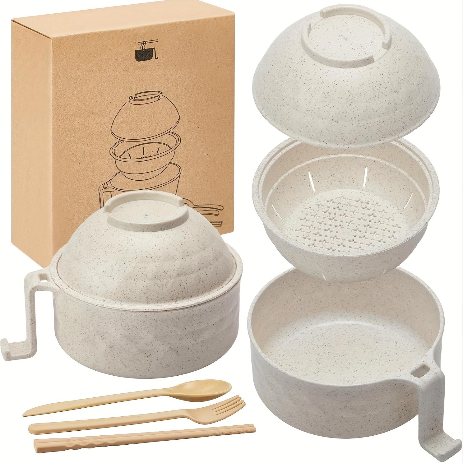 

1 набор для приготовления рамен в микроволновой печи, набор из 33 унций пшеничной соломы, набор мисок для приготовления рамен быстрого приготовления, микроволновая печь, лапша с ручкой, миска для лапши с ложкой