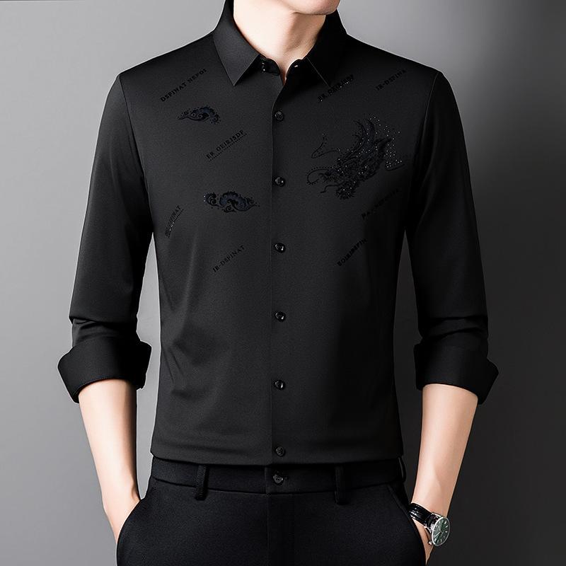 Spring New Year of The Dragon Seamless Shirt Men's Business Casual Shirt Top
