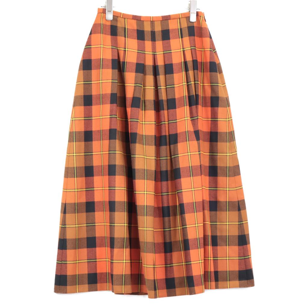 O’Neil of Dublin Checked long quilted skirt skirt 40 OrangeUsed