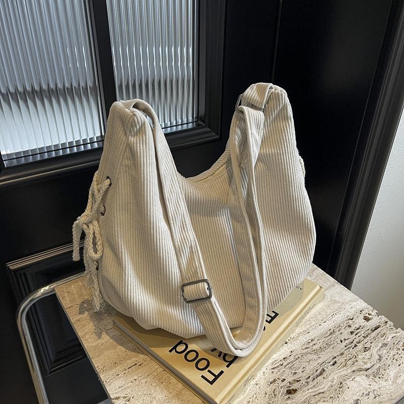 Women Comfortable and Versatile Texture Crossbody Bags Corduroy Canvas Shoulder Storage Bag Large Capacity Trendy Student Bag