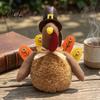 Plush Turkey Toy for Thanksgiving, Harvest Festival Fall Stuffed Decorative with Pilgrim Hat, Plushie Table Centerpiece Decoration Decor