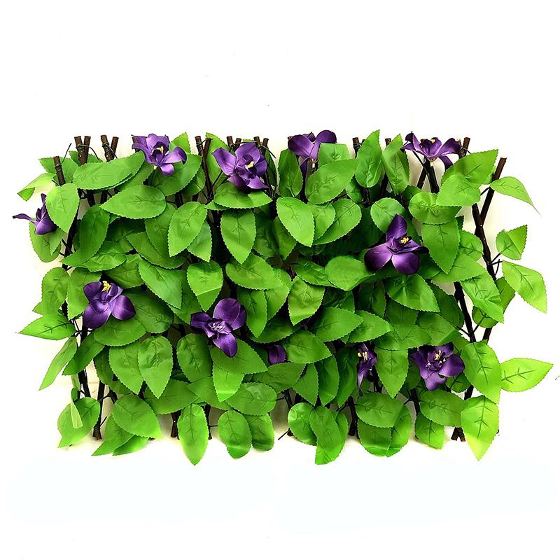 2M Kunstig Hekk Blomsterblad Hagegjerde Vegg Personvernskjerm Espalier
