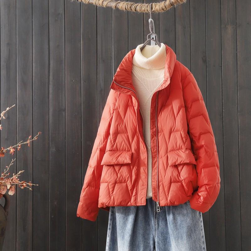 Light down jacket women's short new loose fashion stand-up collar white duck down small light jacket
