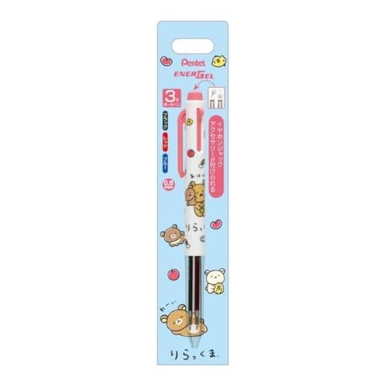 PR16001 Rilakkuma Yuruyuru Pokapoka Series EnerGel 3-Color Ballpoint Pen - Korilakkuma, Kiiroitori, Chairoikoguma, 0.5mm