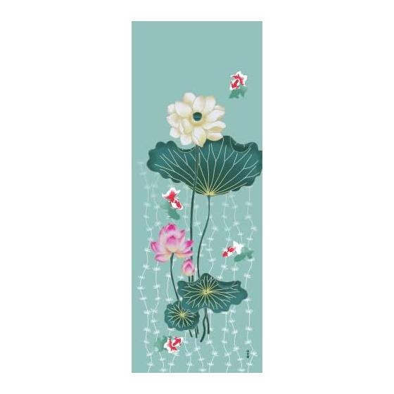 Hamamonyo Tenugui Towel: Suzuki Kiitsu s Lotus and Goldfish