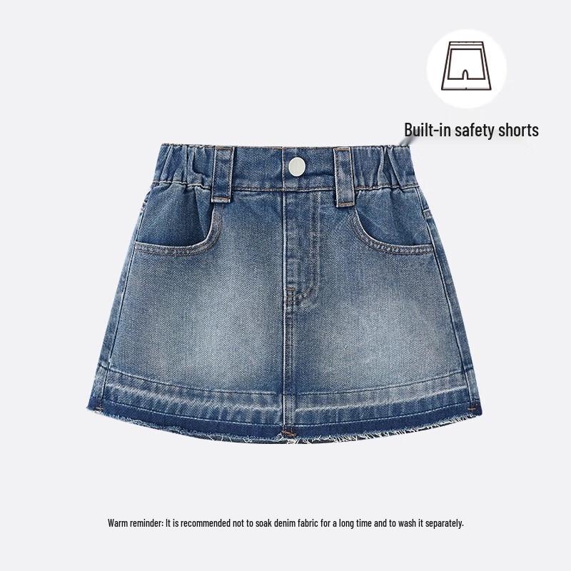 Girls' Raw Edge A-line Denim Skirt