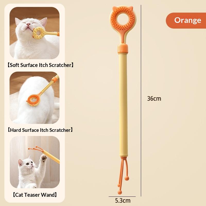 

2 In 1 Retractable Cat Tickler Double Sided Massager Cat Teaser Wand Interactive Cat Toy For Kitten Grooming Relieve Itching