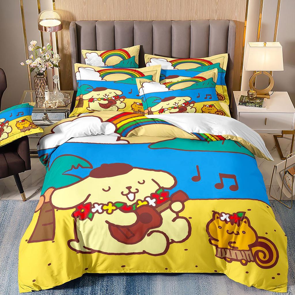 3D Digital Printing Cartoon Animation Children'S Bedding Pudding Dog Three-Piece Set