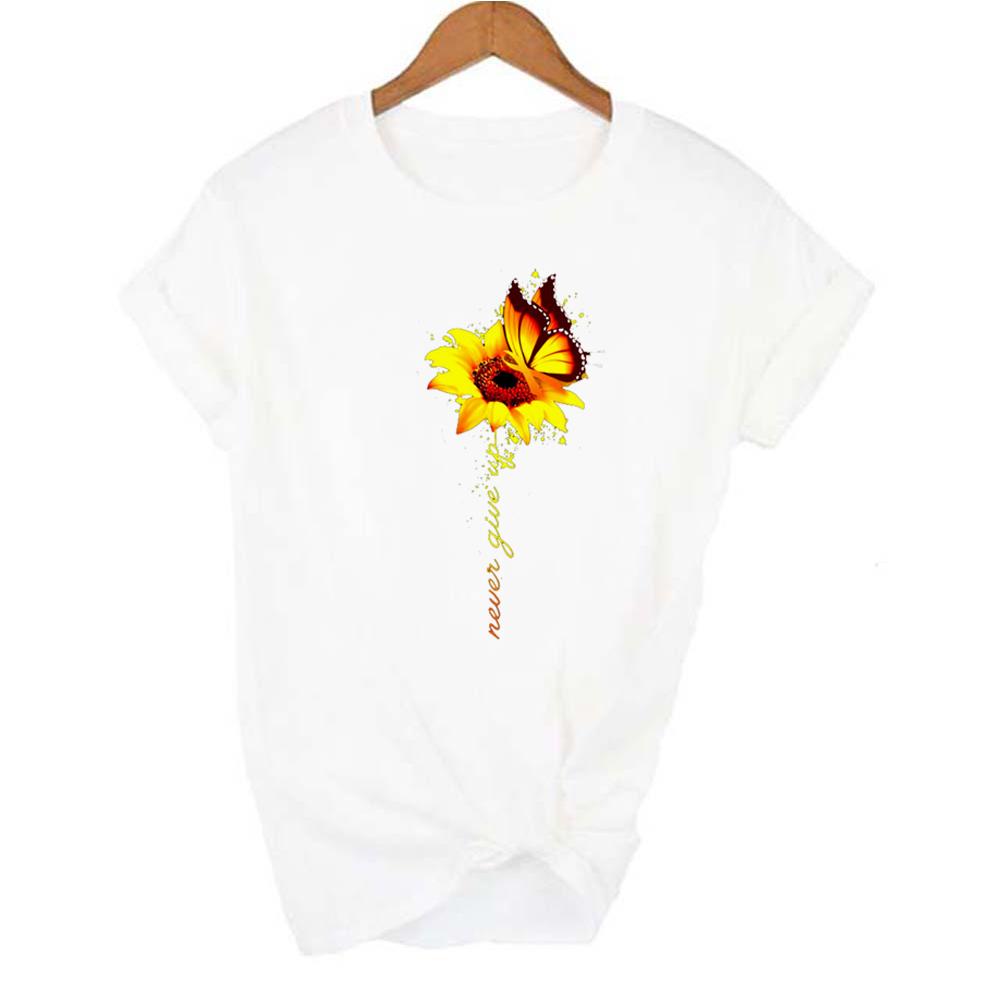 Women Graphic Sunflower T Shirt Watercolor Female Print Vintage World Compass Camera Flower Ladies Camisas Mujer