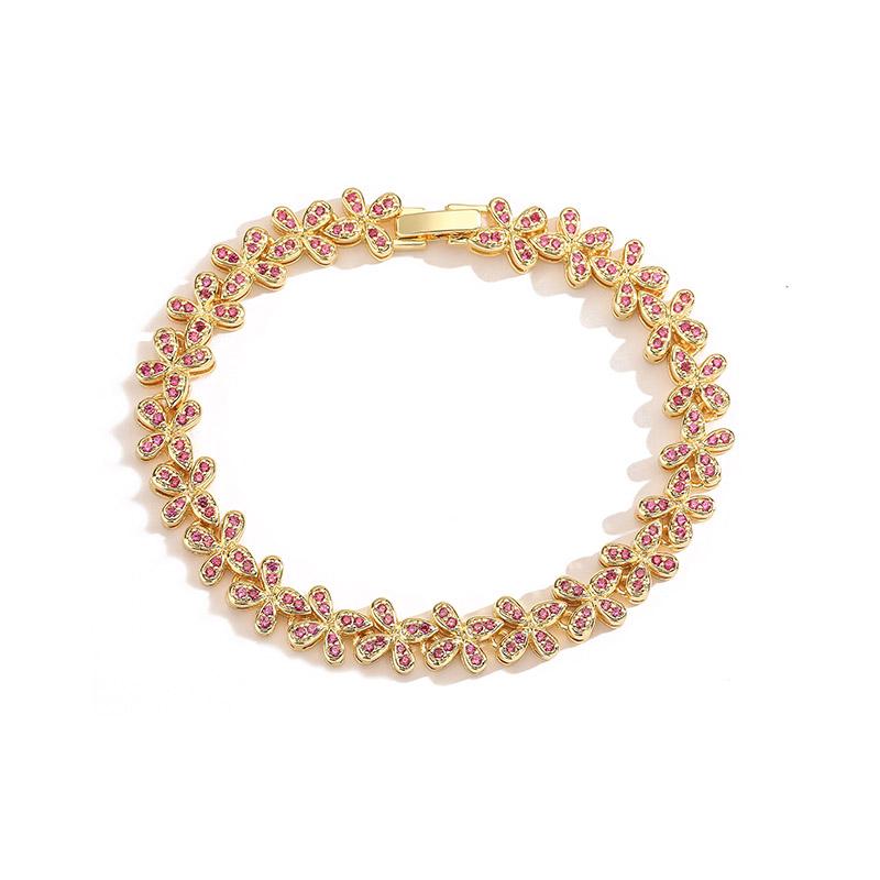 

18K Gold Plated Brass Flower Leaf Zircon Sparkling Cubic Zirconia Necklace Bracelet Luxury Wedding Party Fine Zircon Gift Other