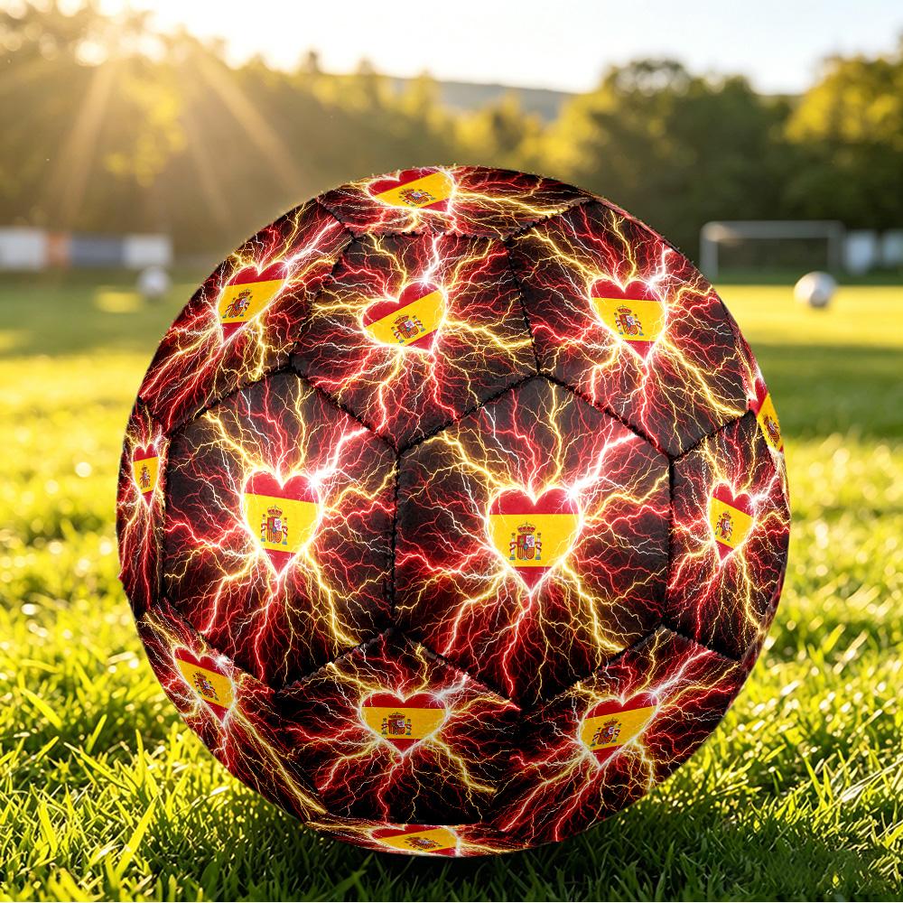 Spain Football Printed Size 5 Soccer Ball Wear Resistant Standard Adult Training Football Fan Gift for Indoor Outdoor Match Sports
