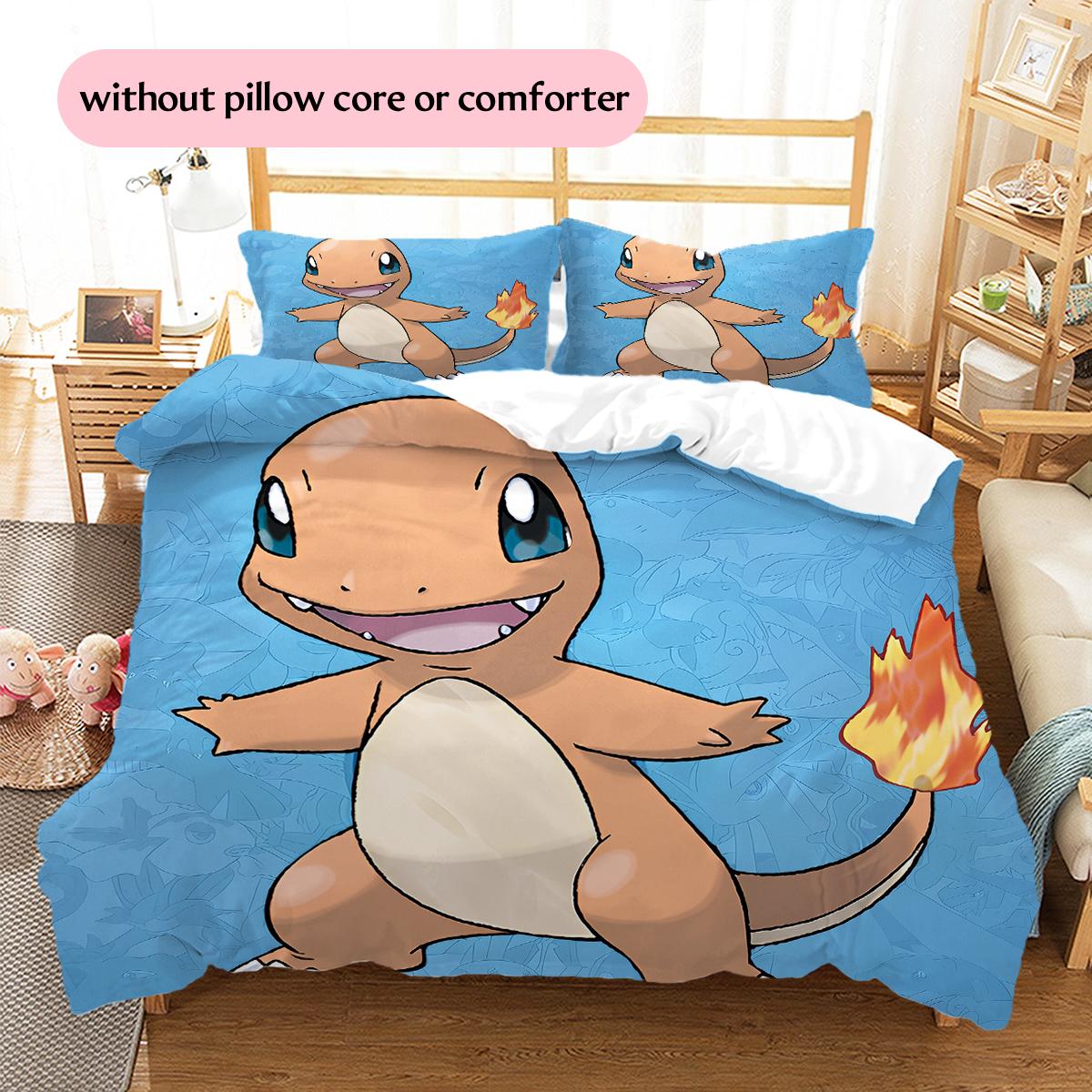 

Charmander Pokémon Pattern Bedding Home Decoration Birthday Gift (1 * duvet cover + 2 * pillowcase, without core) 260x240cm