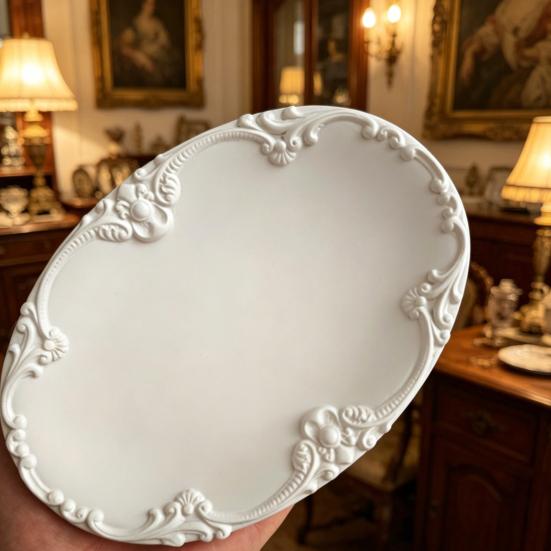 Embossed Jewelry Tray, Vintage Small Trinket Holder Dish for Rings, Necklaces, Bracelets, Keys, Decorative Dresser Storage Organizer Tray for Women,