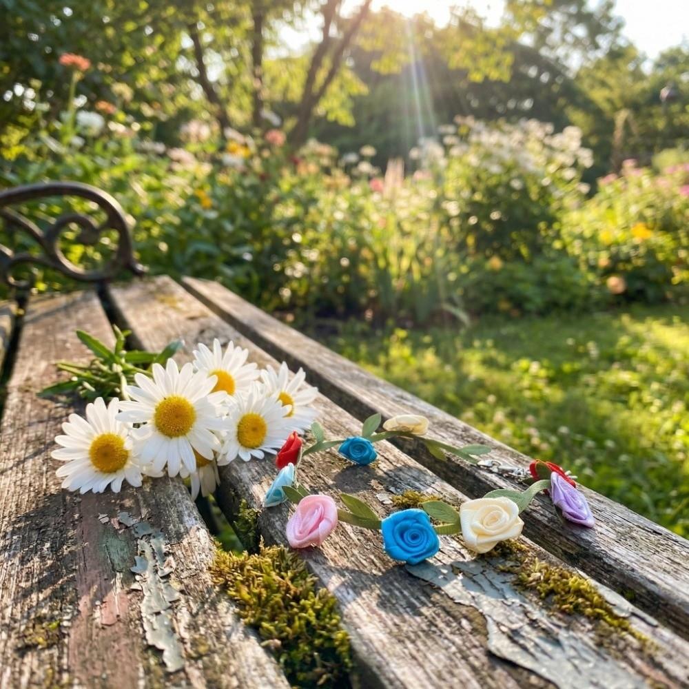 Dopamine Style Satin Cloth Flower Choker Collarbone Choker Summer Clavicle Chain  Gift