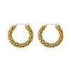 18K Gold Stainless Steel Retro Hong Kong Style Versatile Hollow Earrings for Women