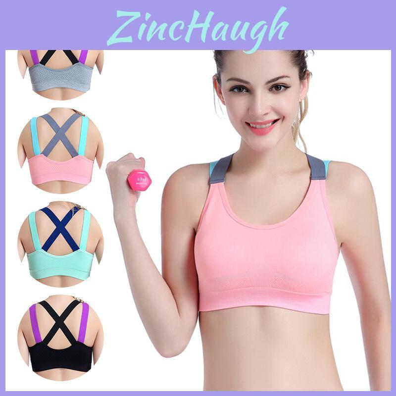 Lovely Push Up Sports Bra With Cross Straps For Yoga And Fitness Activities
