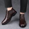 High Quality Lace-Up Male Ankle Boots Fashion Warm Plush Fur Winter Footwear Comfy Snow Shoes Genuine Leather Mens Chelsea Boots