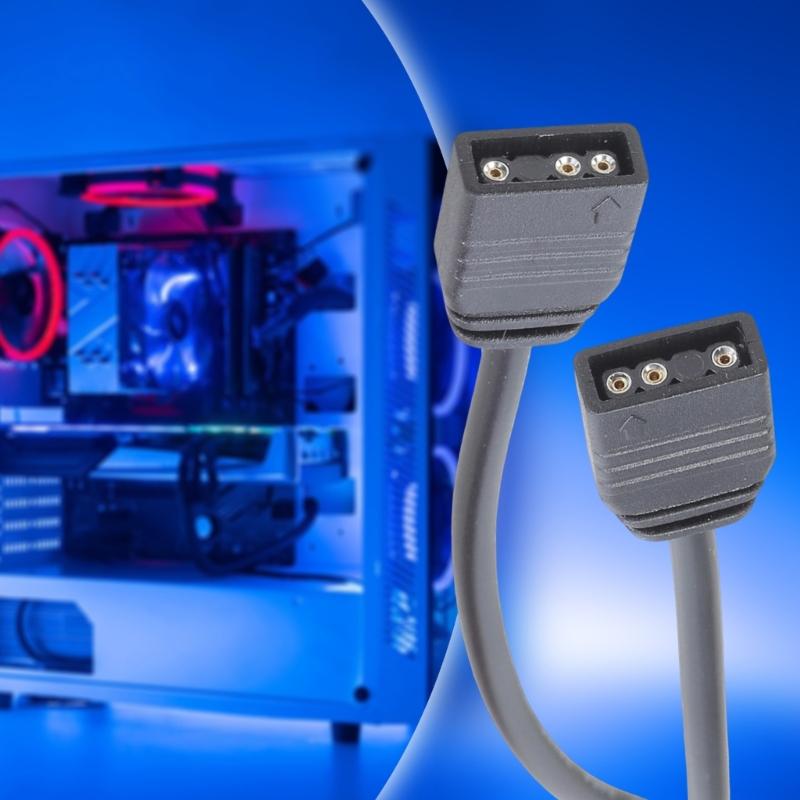 ARGB 5V 3Pin Verlängerungskabel Langlebigkeit für Desktop-Lüfter und Farbbeleuchtung 30/60CM Länge Optional