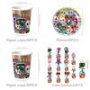 Dandys World Kids Birthday Party Kit With Table Cover Plates Cups And Flags For Festive Decor